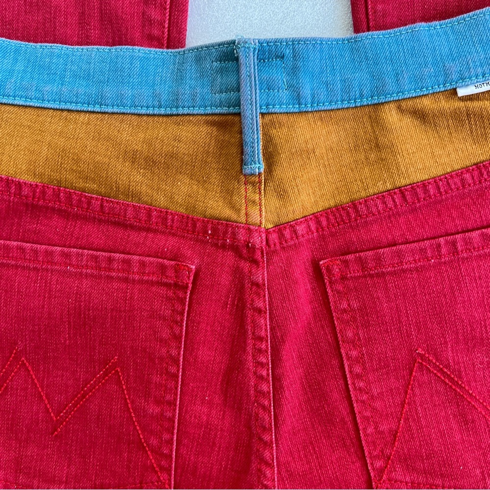 RARE!! MOTHER Colorblock Patch Pocket Flare High Rise Jeans - Picture 5 of 9